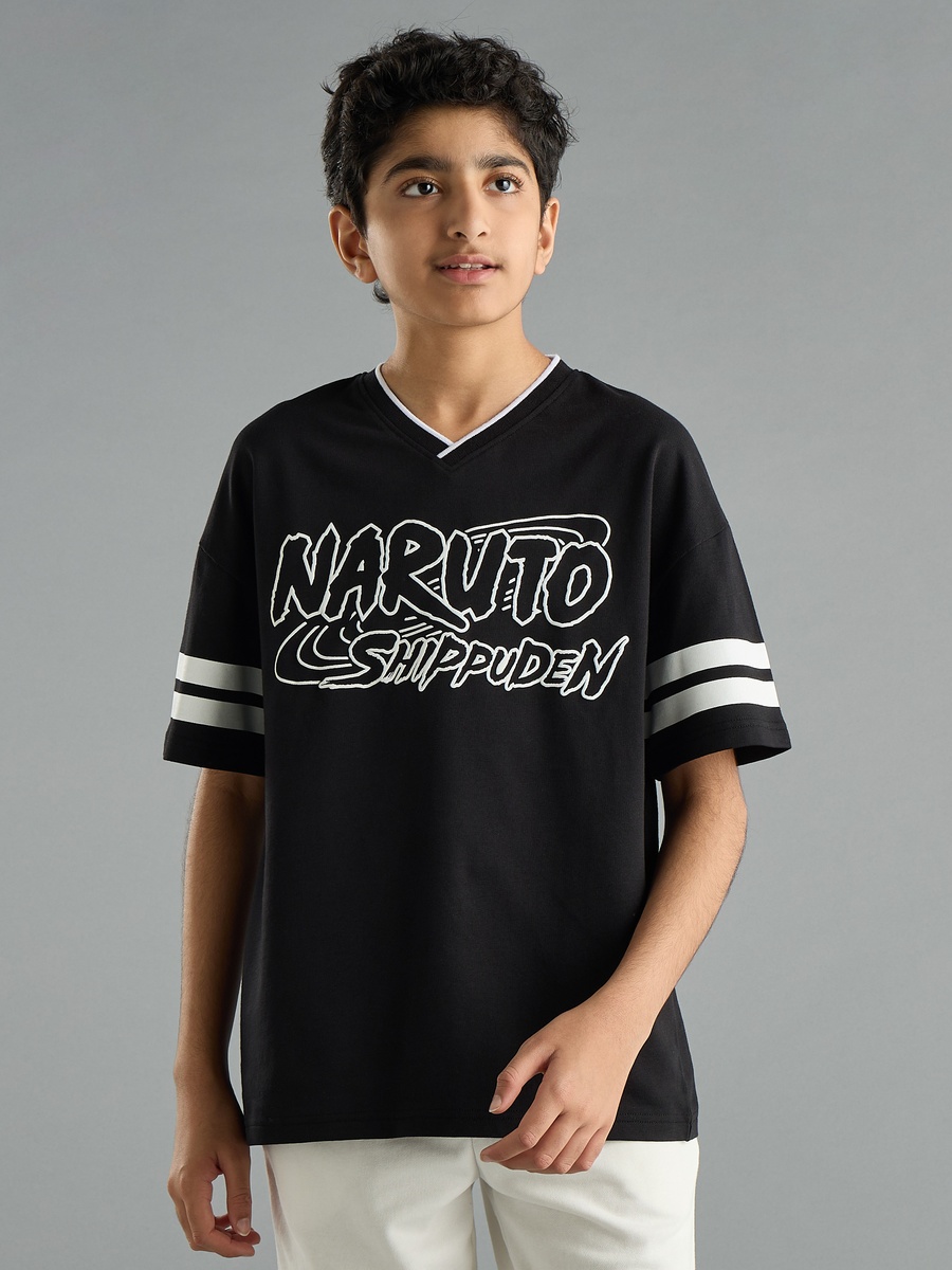 Naruto Shippuden Print V Neck Cotton T-Shirt