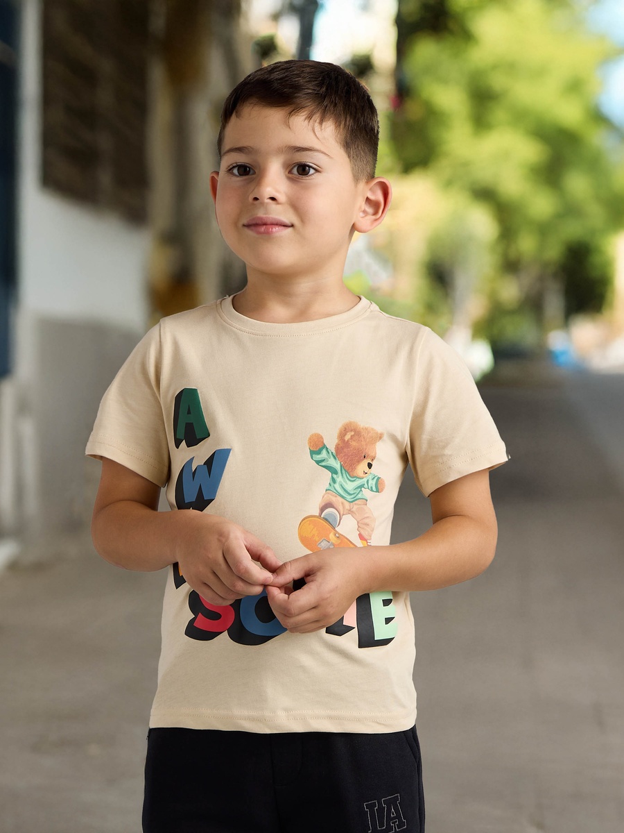 Bear Print Cotton T-Shirt