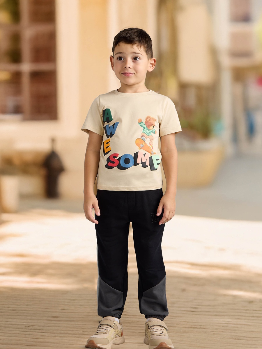 Bear Print Cotton T-Shirt