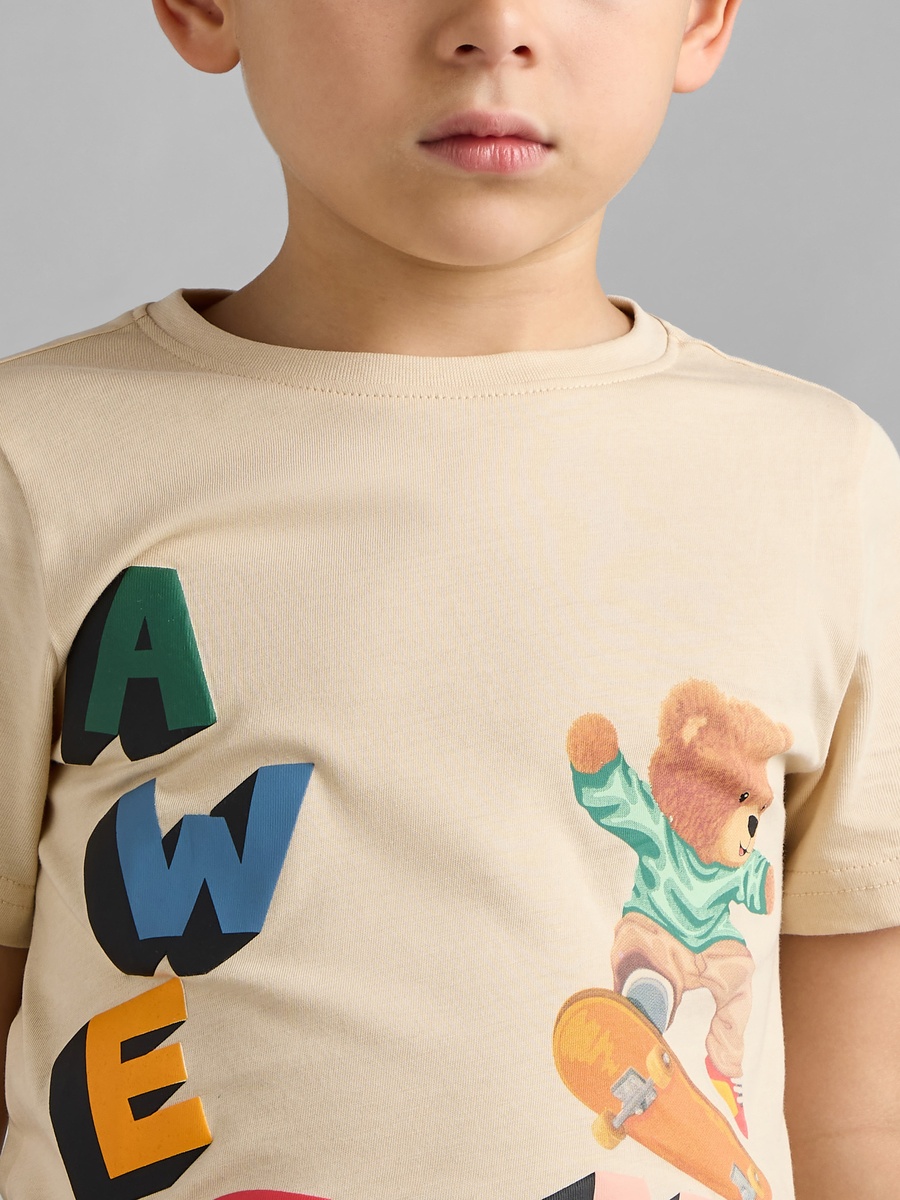 Bear Print Cotton T-Shirt