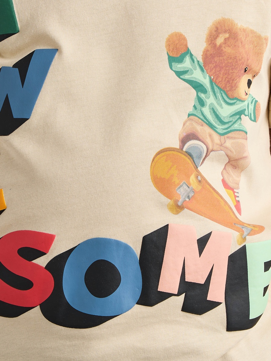 Bear Print Cotton T-Shirt