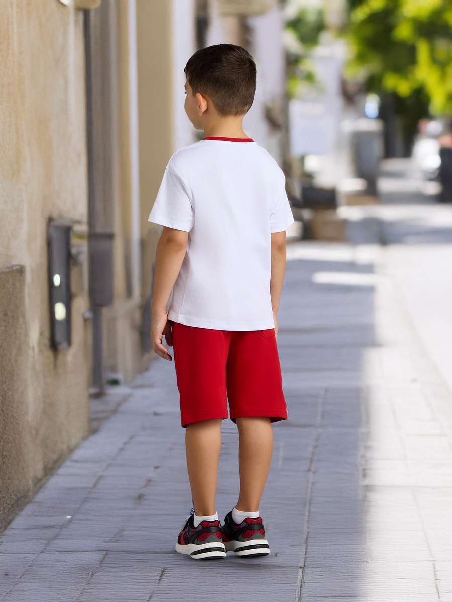 Superman Print Cotton T-Shirt and Shorts Set
