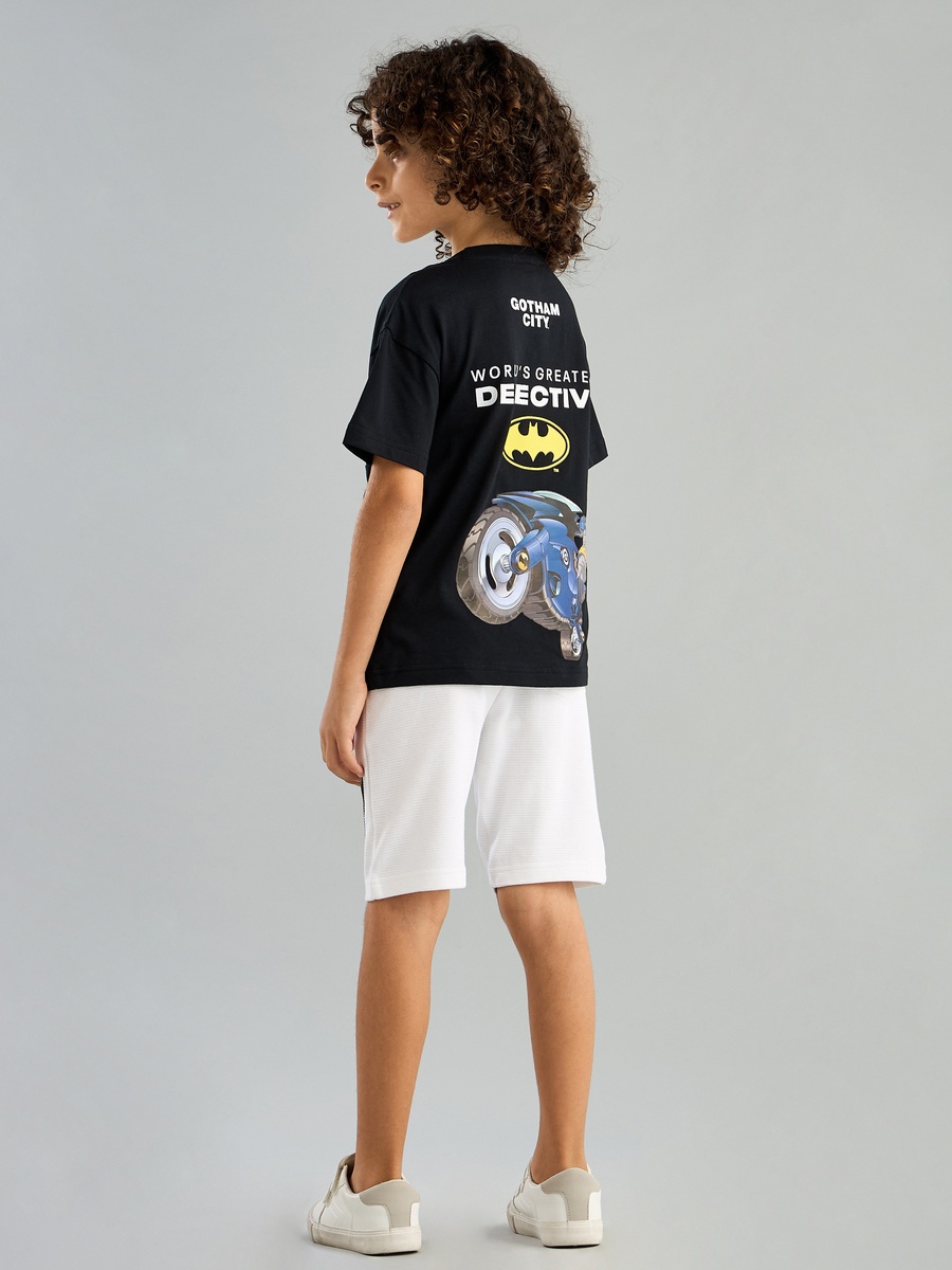 Batman Print Cotton T-Shirt and Shorts Set