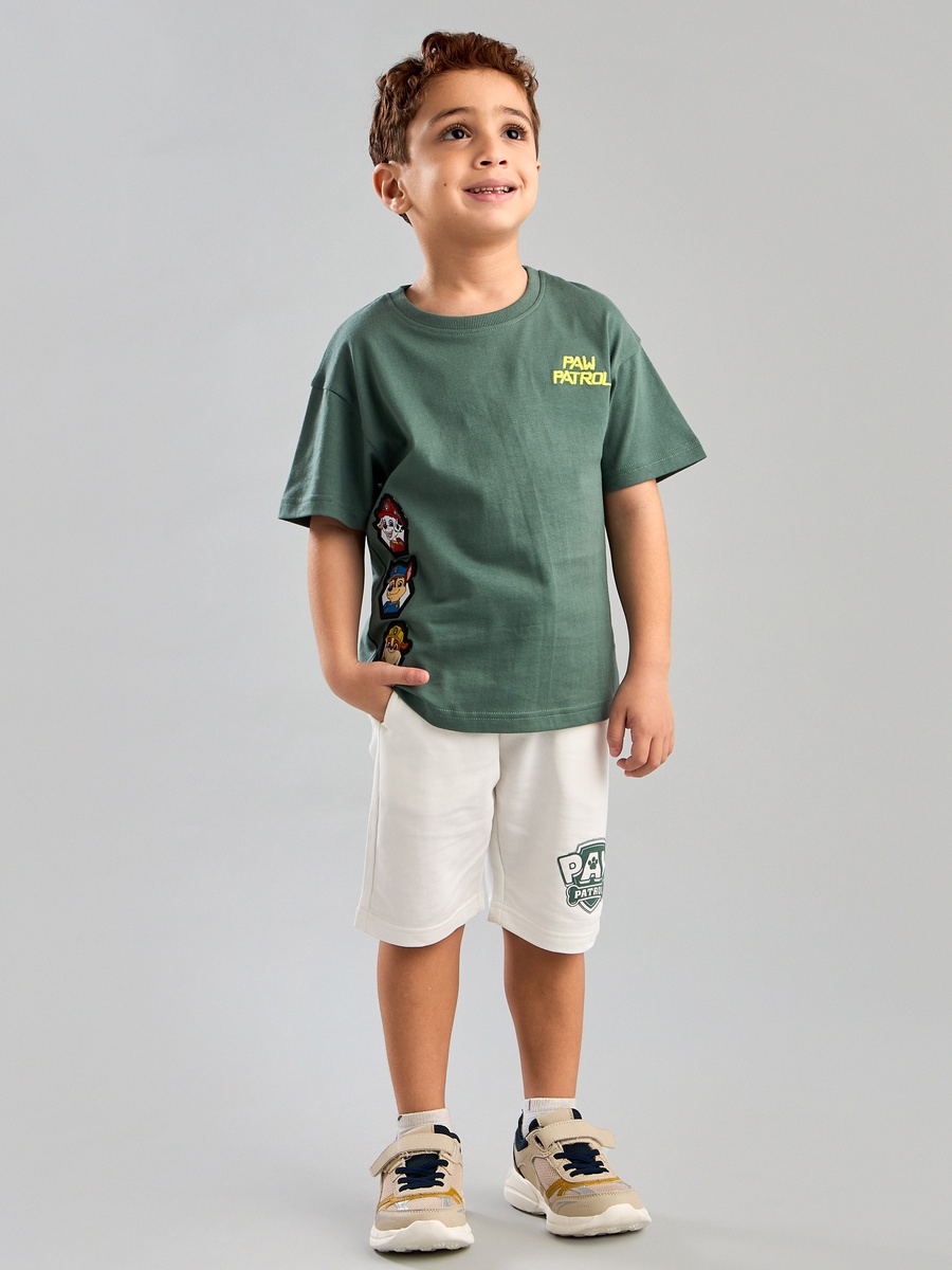 Paw Patrol Print Cotton T-Shirt and Shorts Set