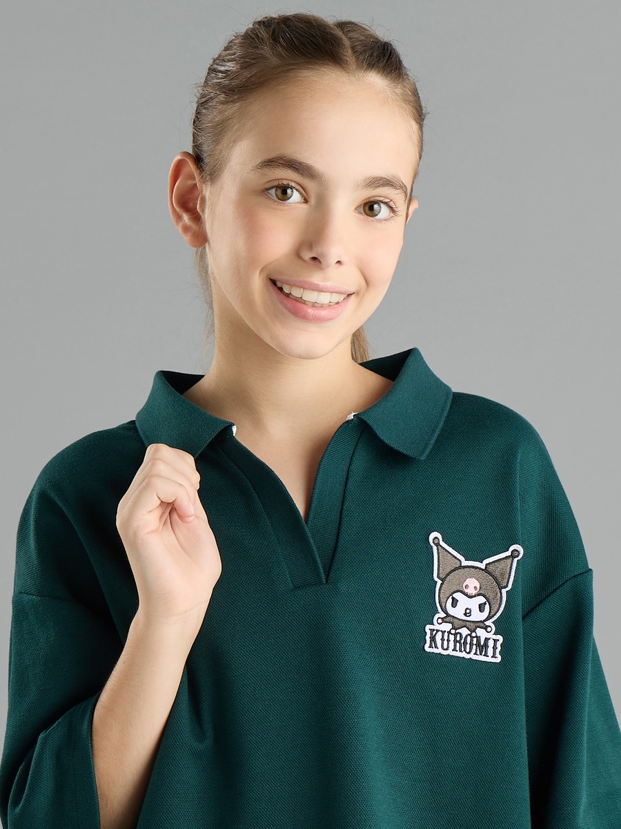Kuromi Embroidered Cotton Polo T-Shirt