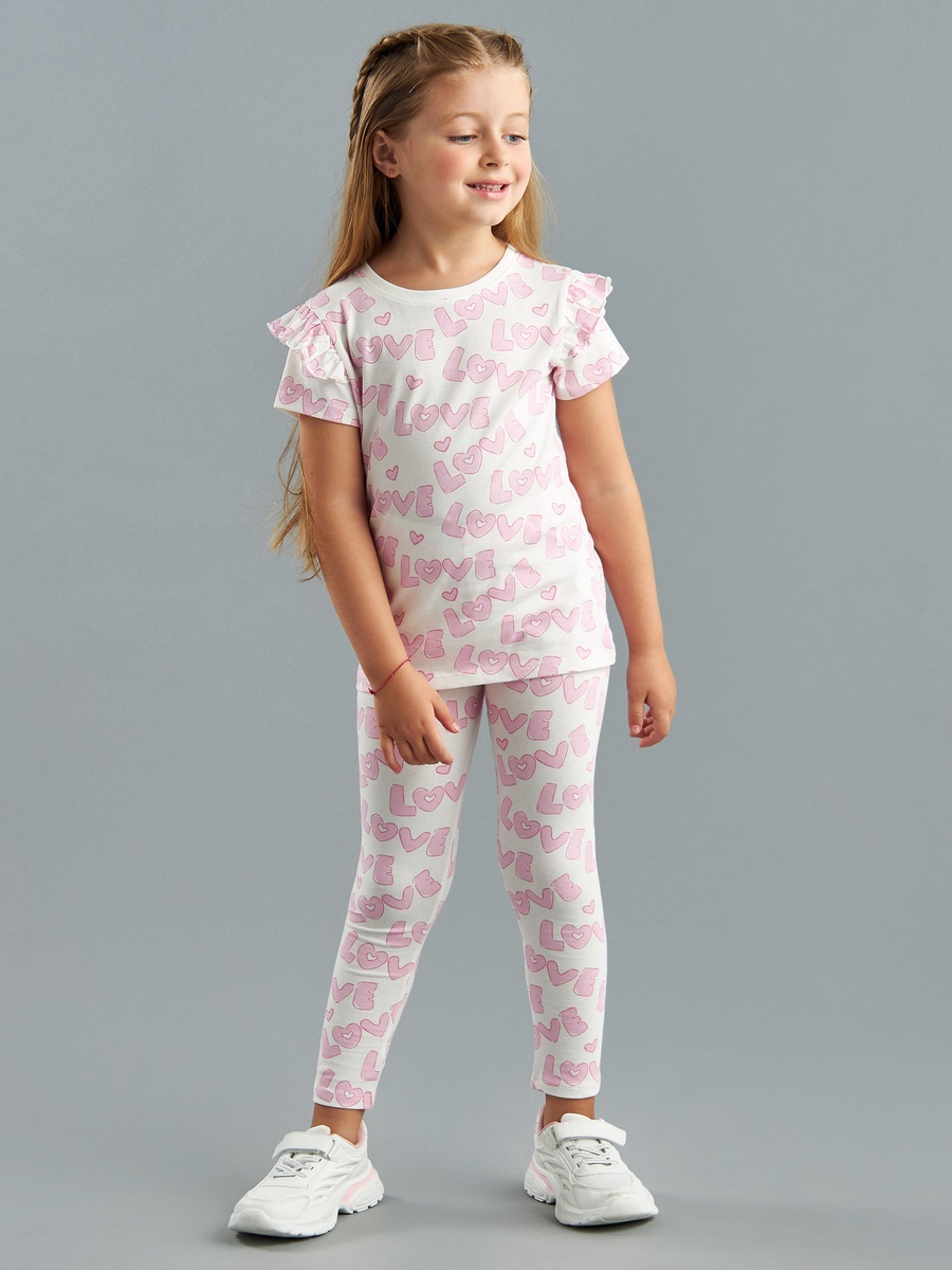 Love Print Ruffled Cotton T-Shirt