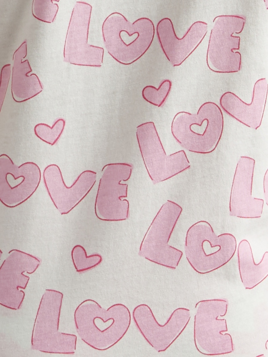 Love Print Ruffled Cotton T-Shirt