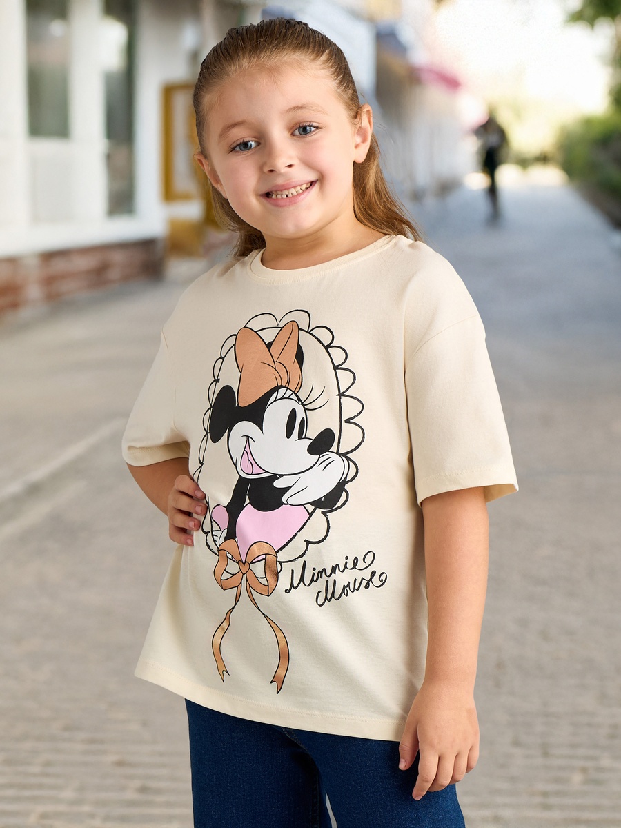 Minnie Mouse Print Oversized Cotton T-Shirt