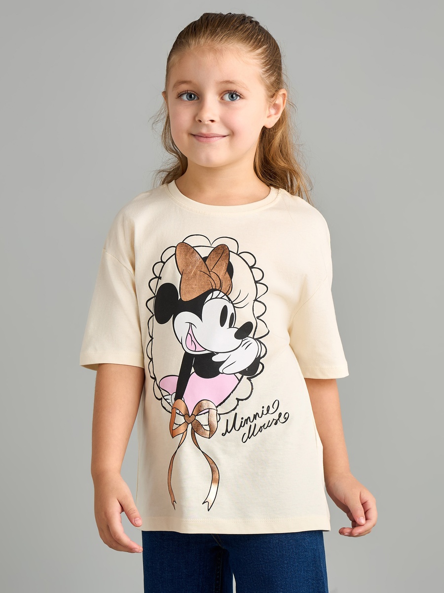 Minnie Mouse Print Oversized Cotton T-Shirt