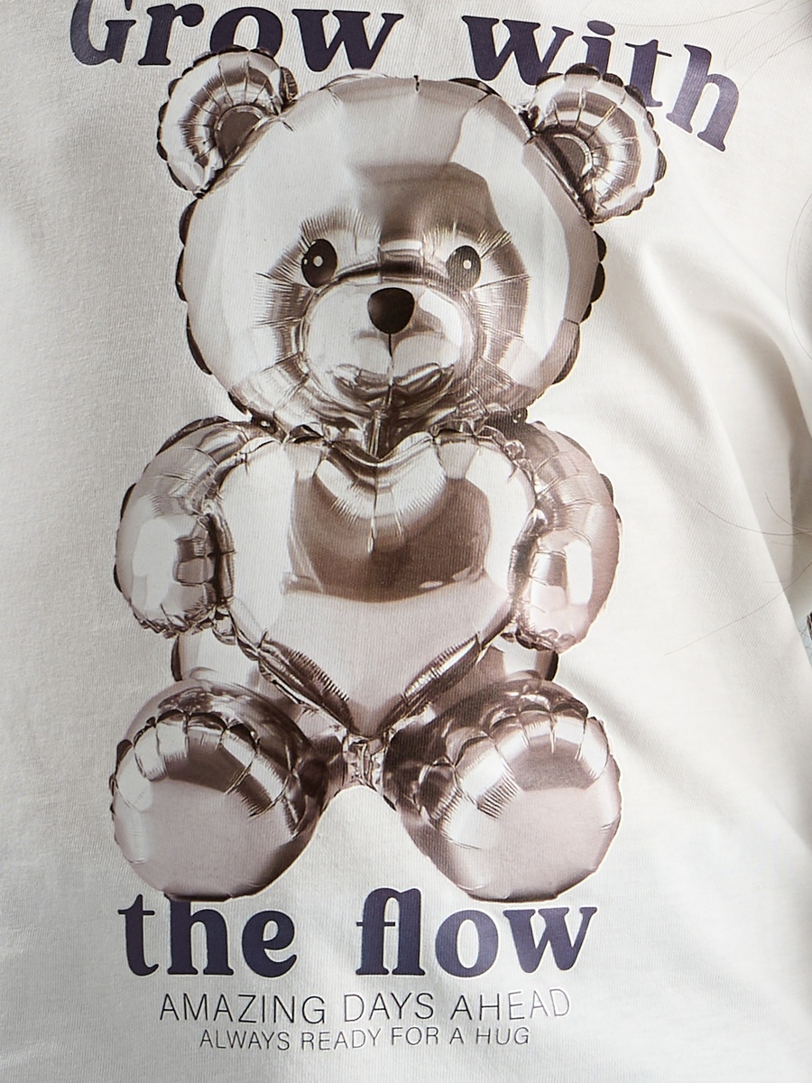 Teddy Bear Print Boxy Cotton T-Shirt
