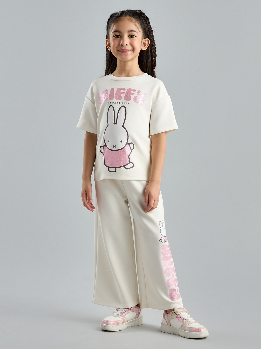 Miffy Print T-Shirt and Wide Leg Pants Set