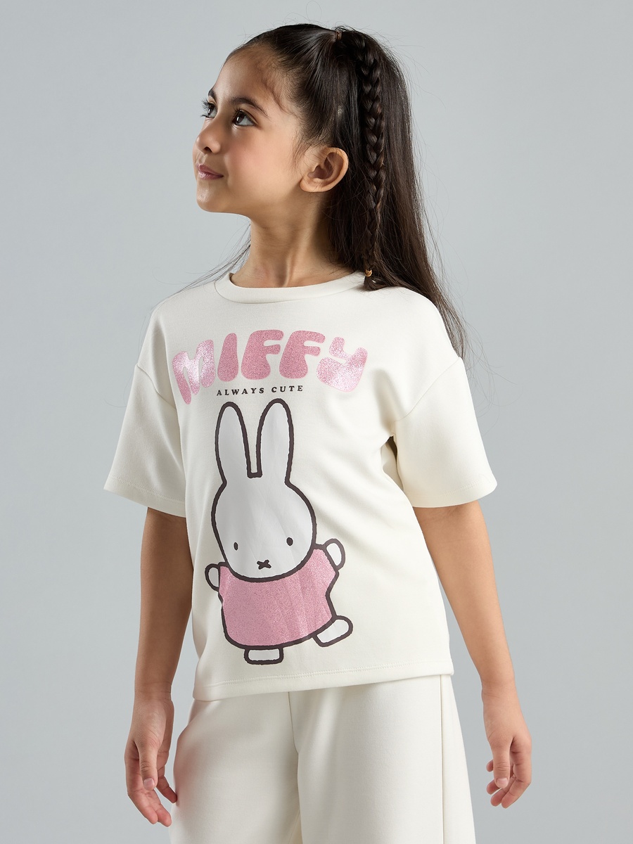 Miffy Print T-Shirt and Wide Leg Pants Set