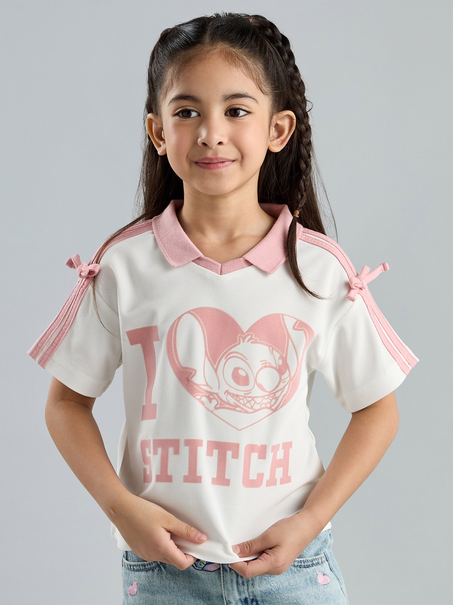 Stitch Print Polo T-Shirt