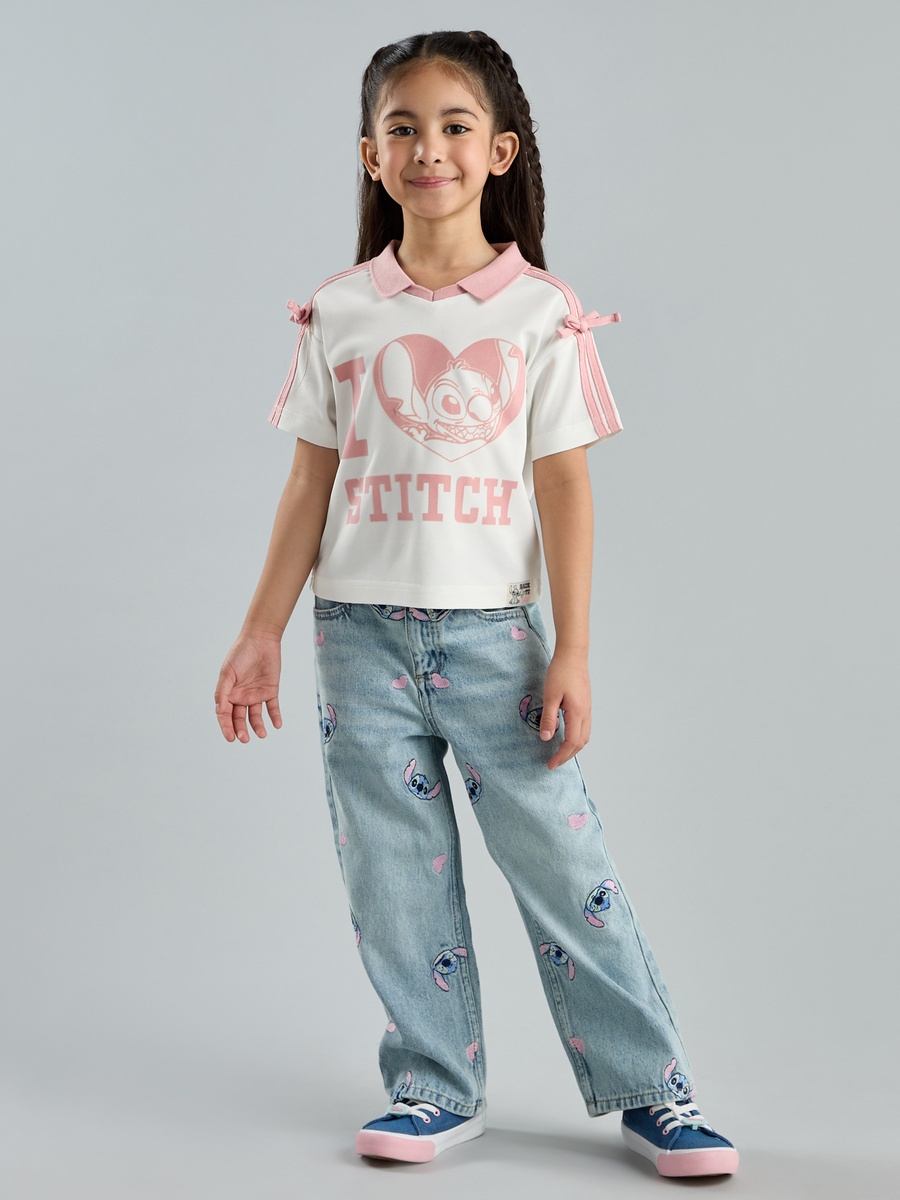 Stitch Print Polo T-Shirt