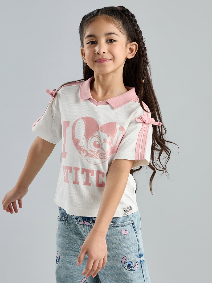 Stitch Print Polo T-Shirt
