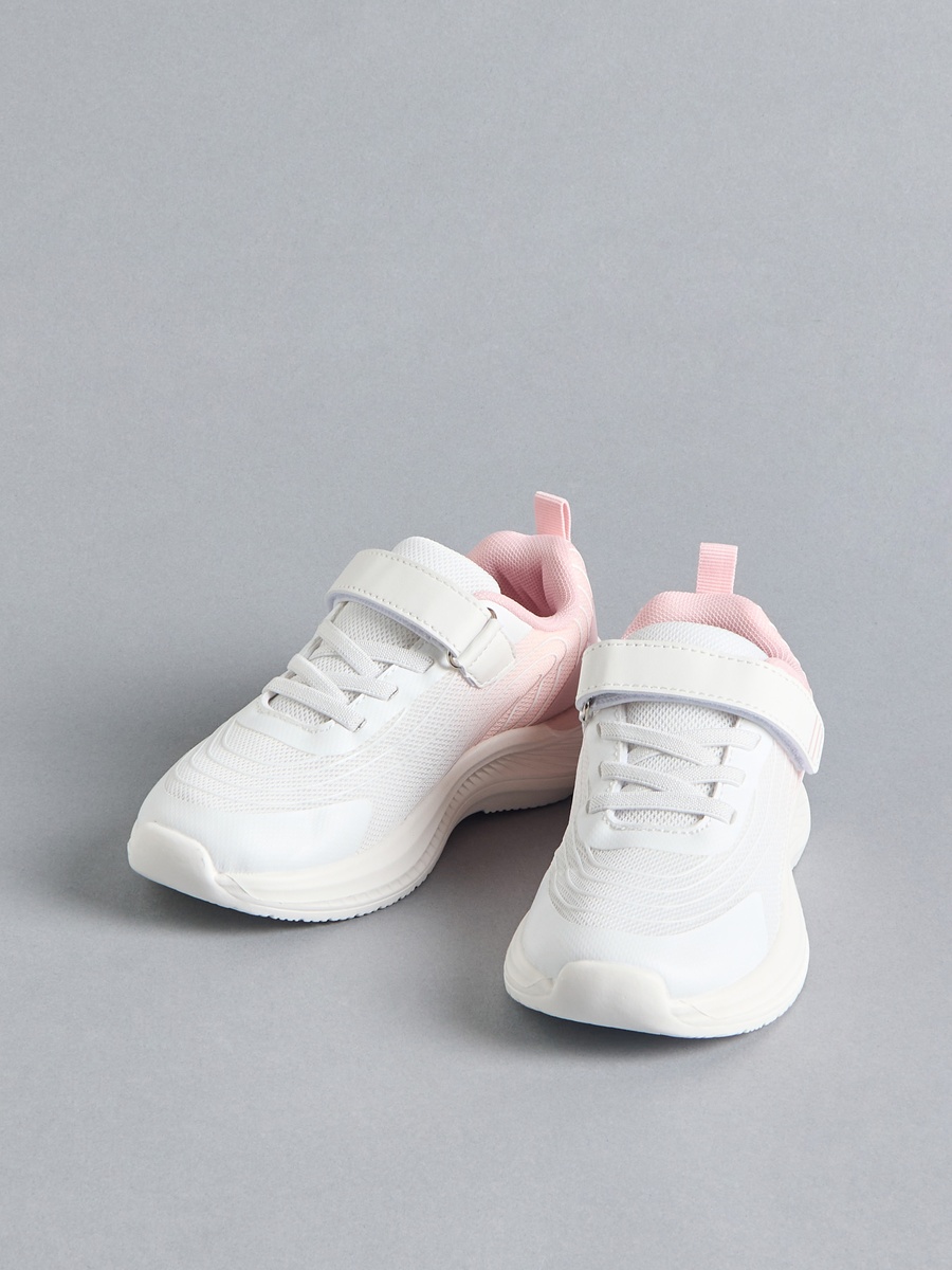 Panelled Sports Shoes with Hook and Loop Closure