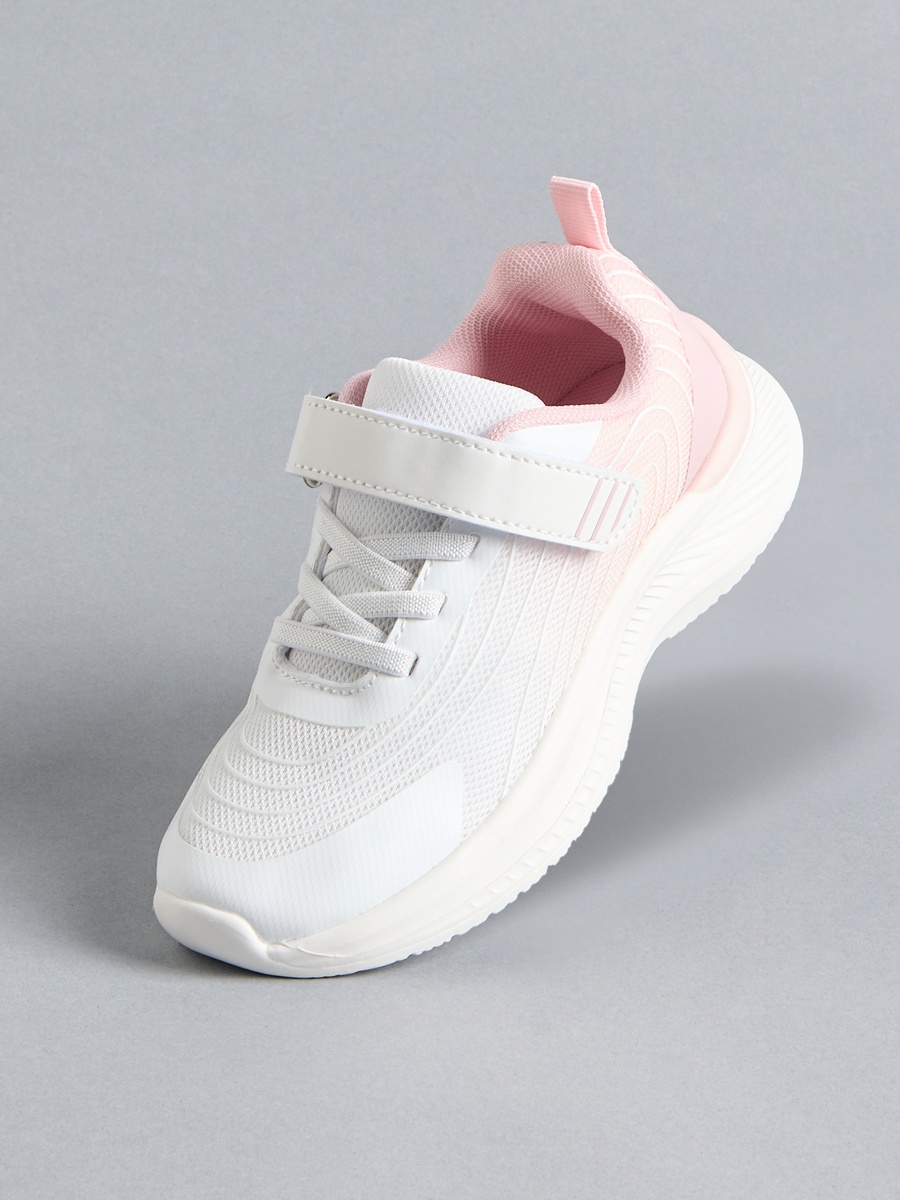 Panelled Sports Shoes with Hook and Loop Closure