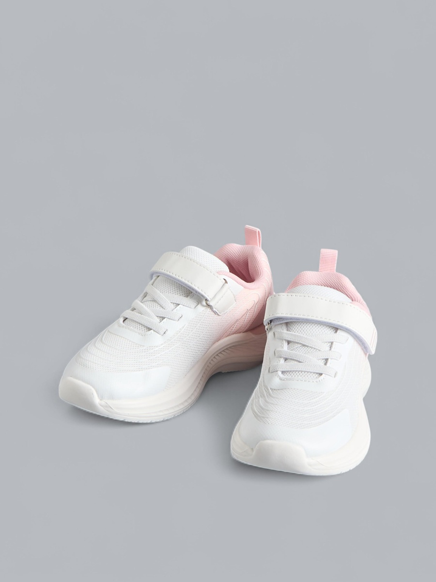 Panelled Sports Shoes with Hook and Loop Closure