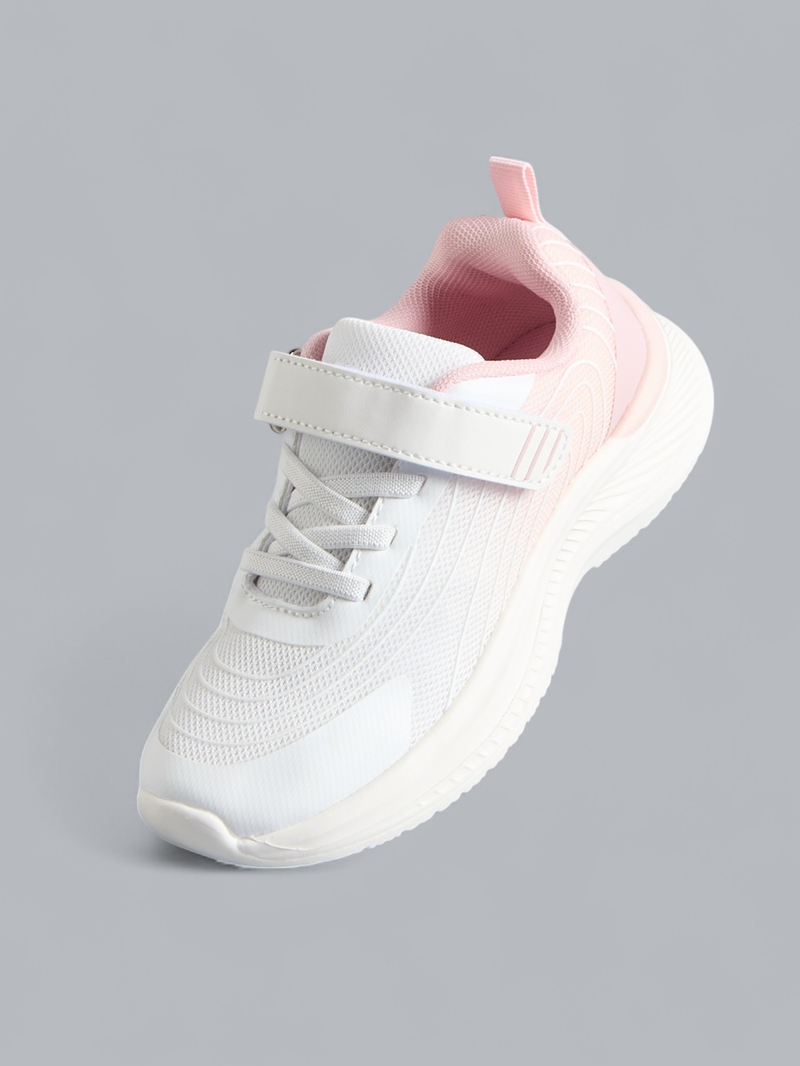Panelled Sports Shoes with Hook and Loop Closure