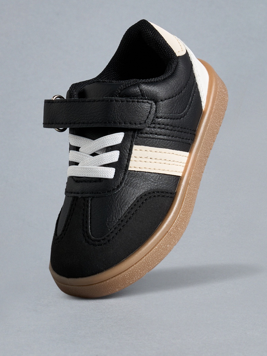 Panelled Sneakers with Hook and Loop Closure