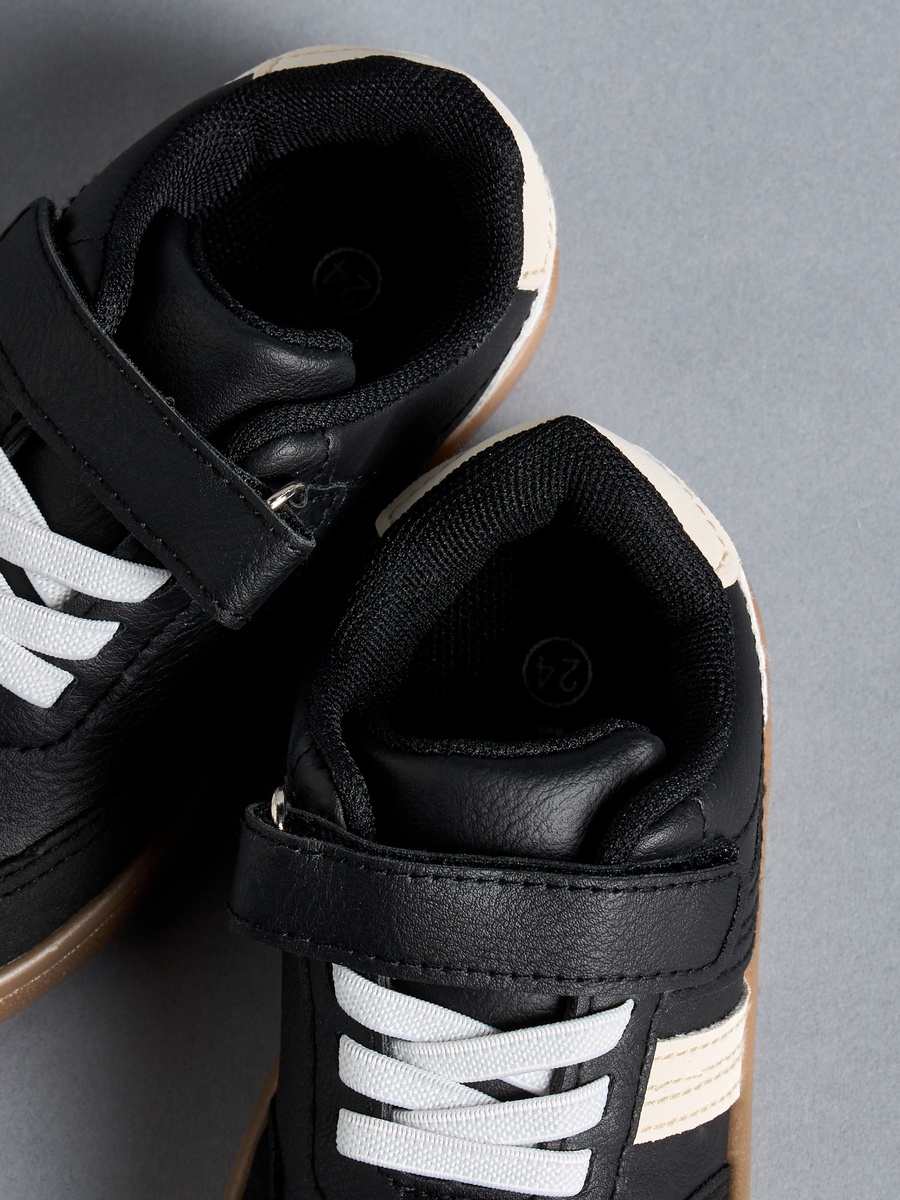 Panelled Sneakers with Hook and Loop Closure