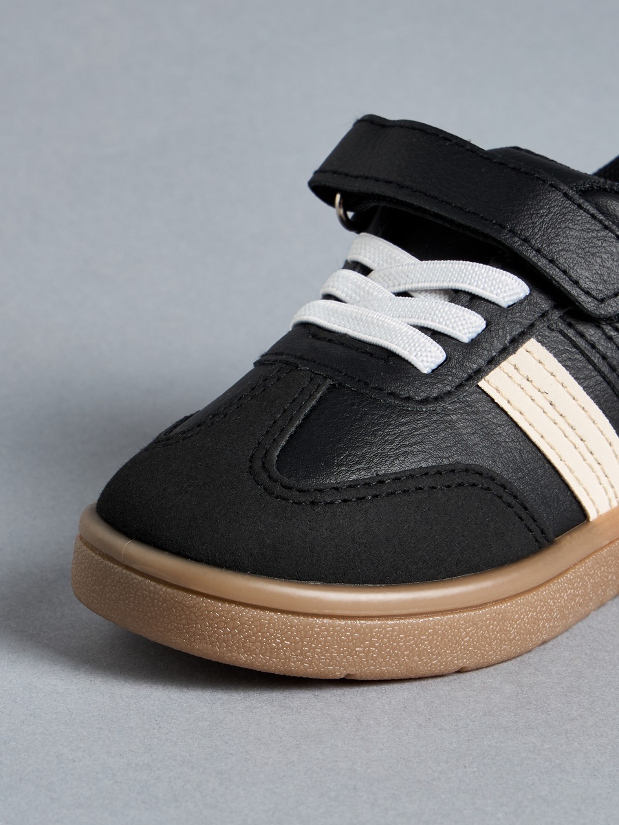 Panelled Sneakers with Hook and Loop Closure