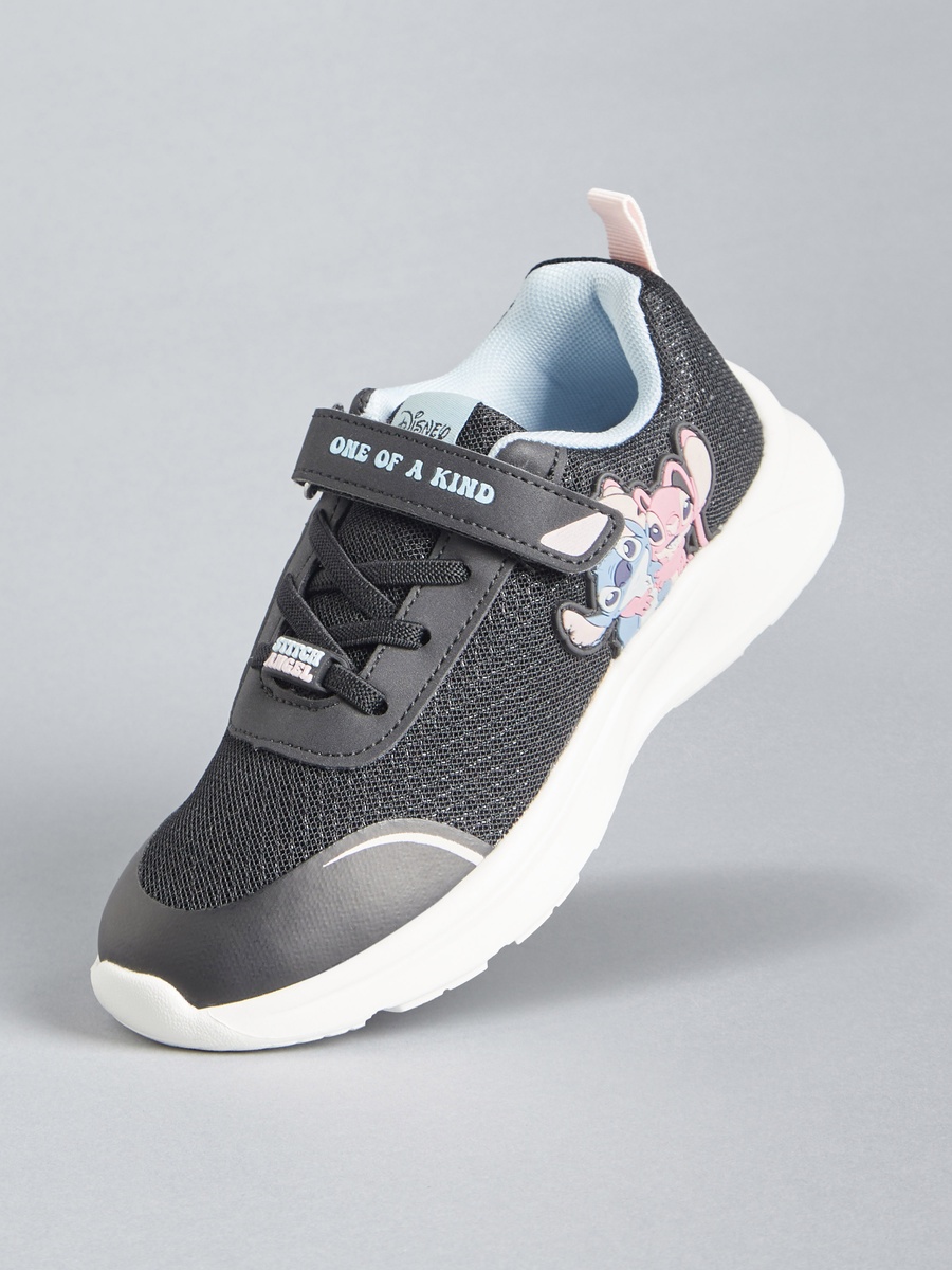 Stitch and Angel Embossed Sneakers with Hook and Loop Closure