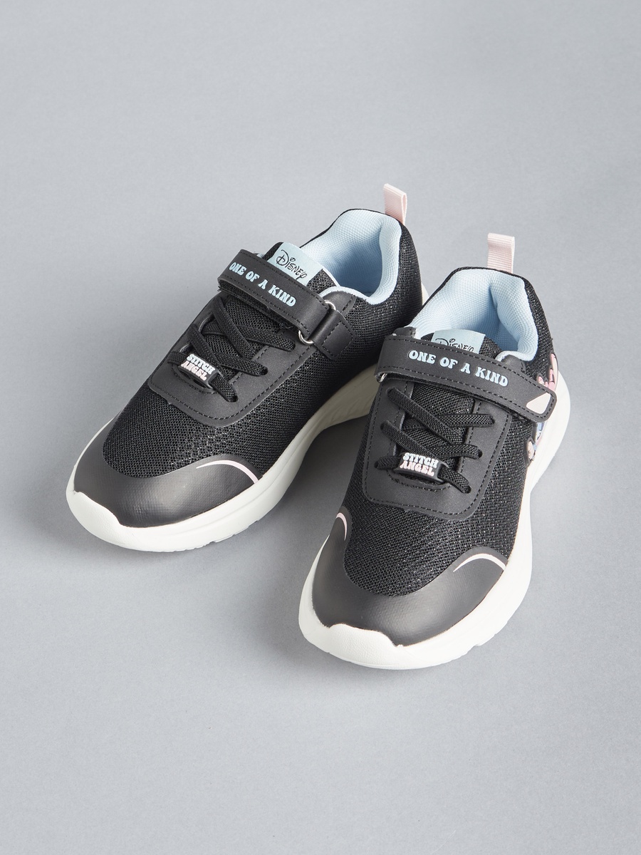 Stitch and Angel Embossed Sneakers with Hook and Loop Closure