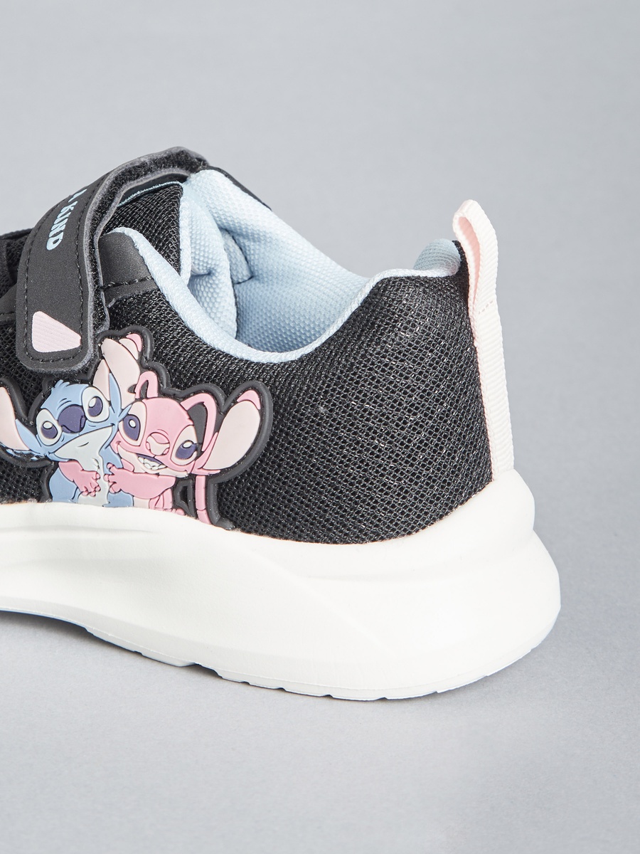 Stitch and Angel Embossed Sneakers with Hook and Loop Closure