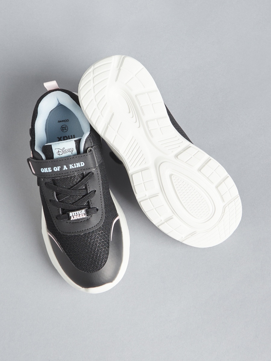 Stitch and Angel Embossed Sneakers with Hook and Loop Closure