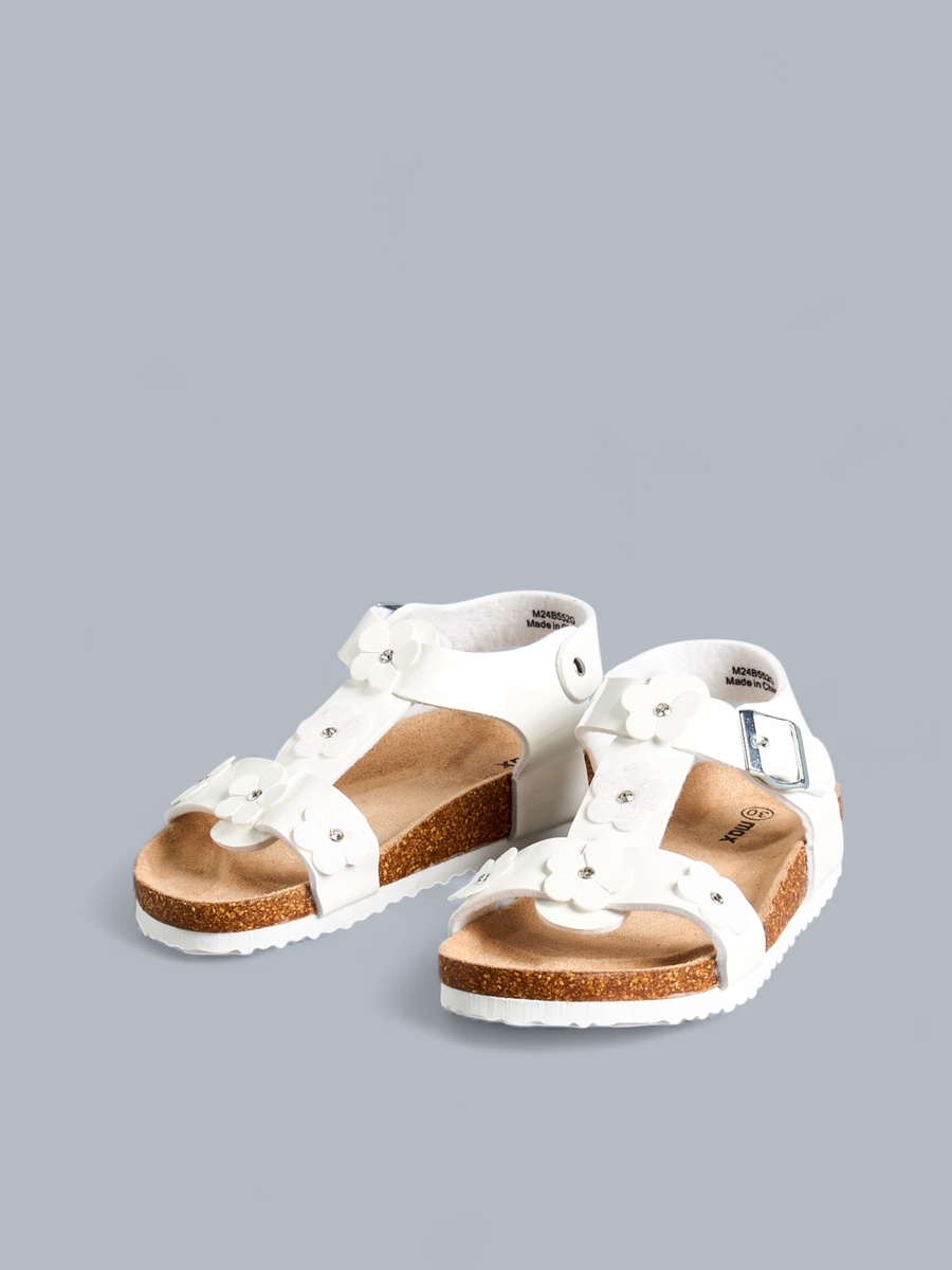 Floral Accent Sandals with Hook and Loop Closure