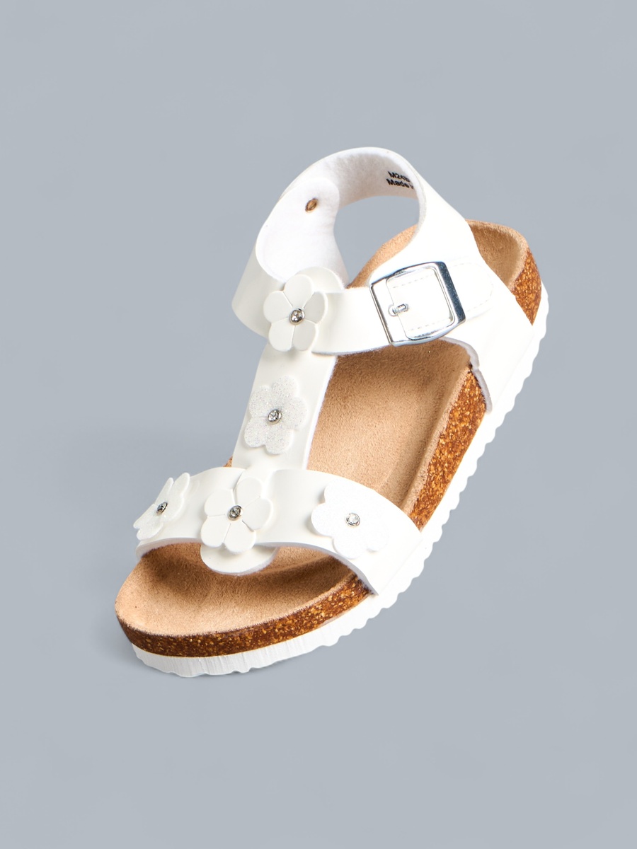 Floral Accent Sandals with Hook and Loop Closure