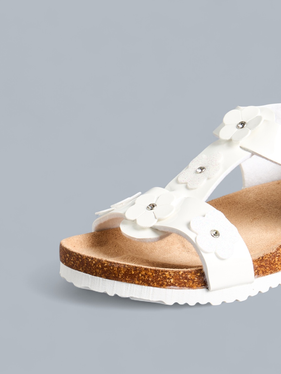 Floral Accent Sandals with Hook and Loop Closure