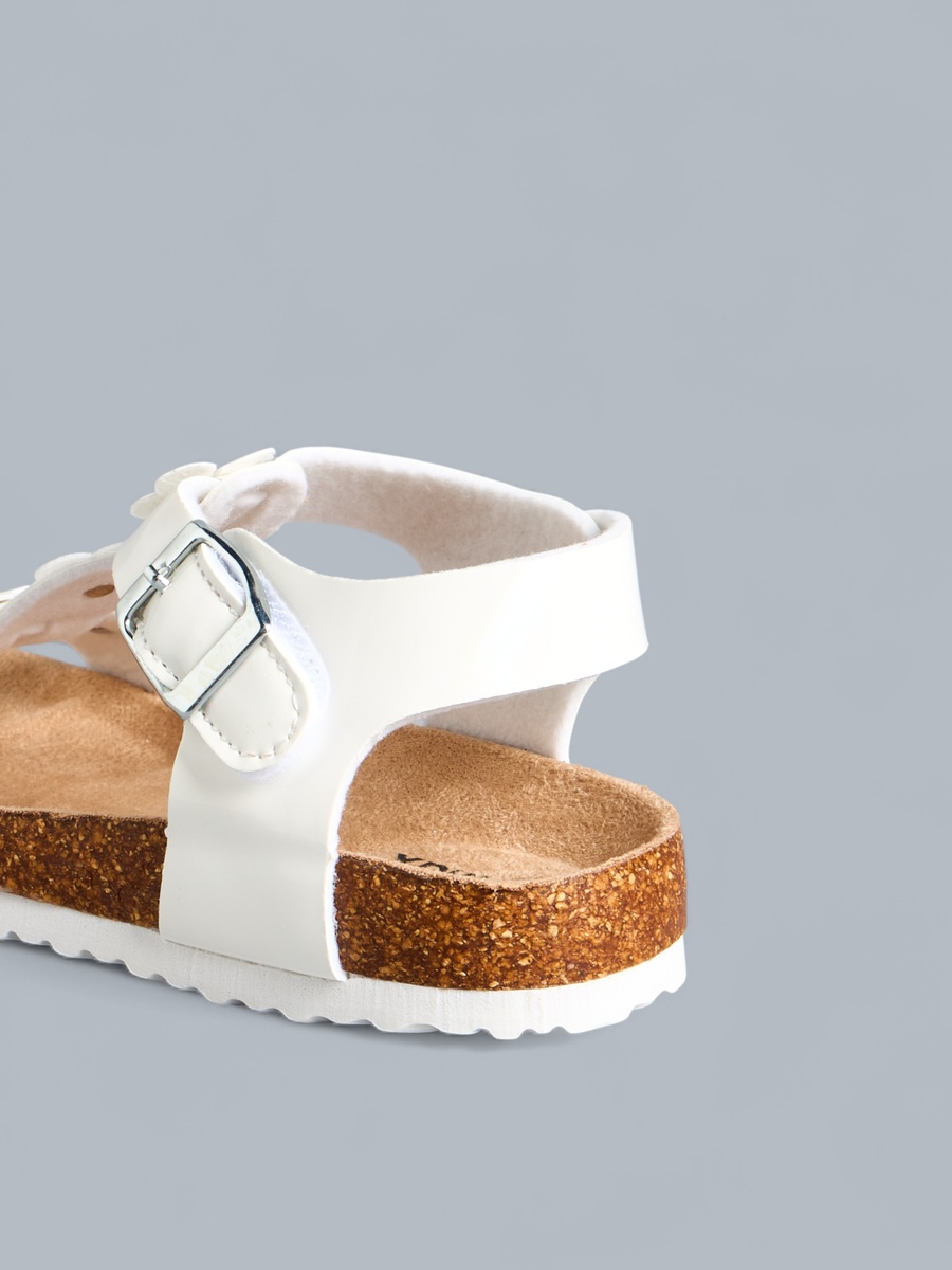 Floral Accent Sandals with Hook and Loop Closure
