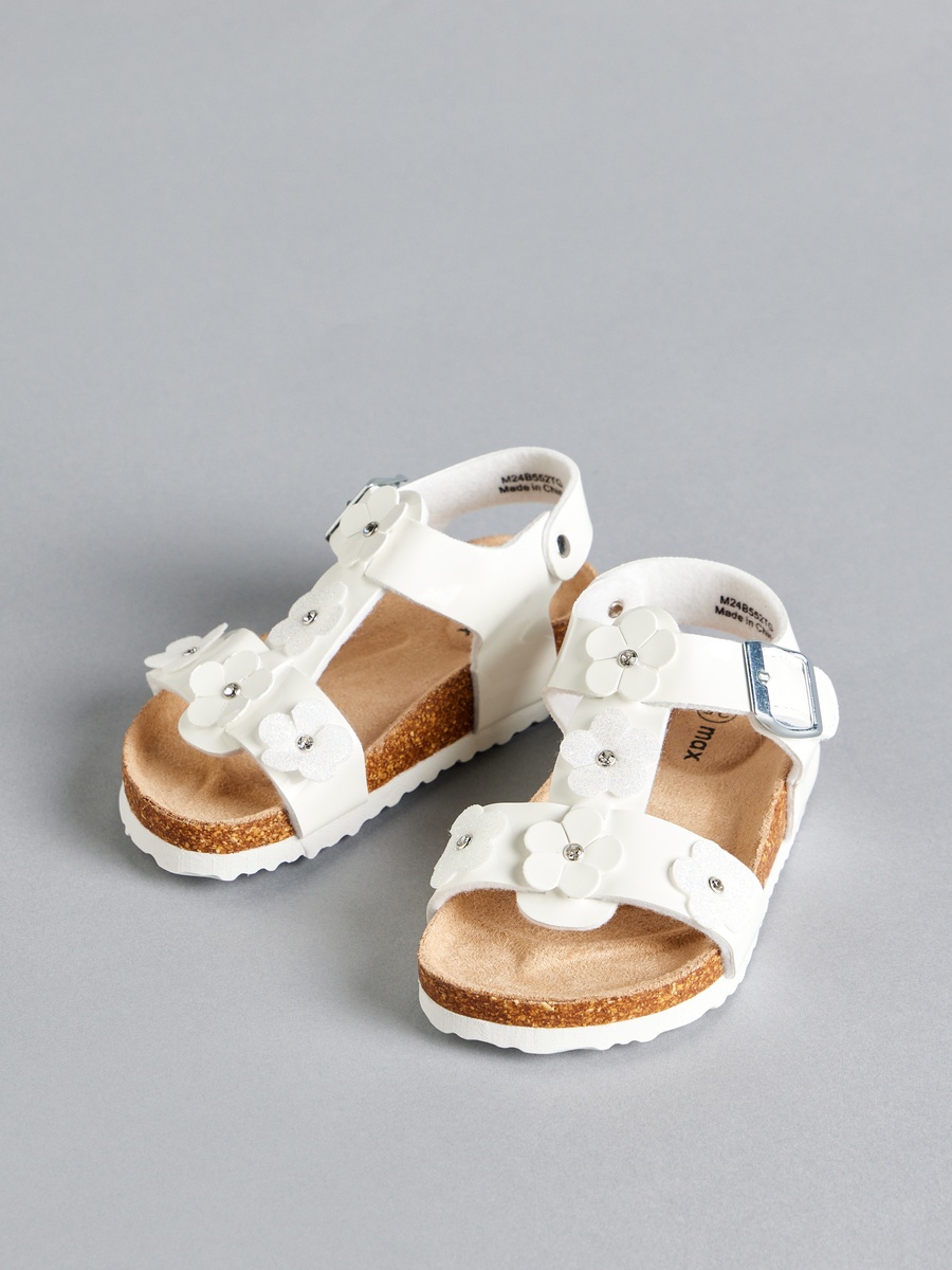 Floral Accent Sandals with Hook and Loop Closure