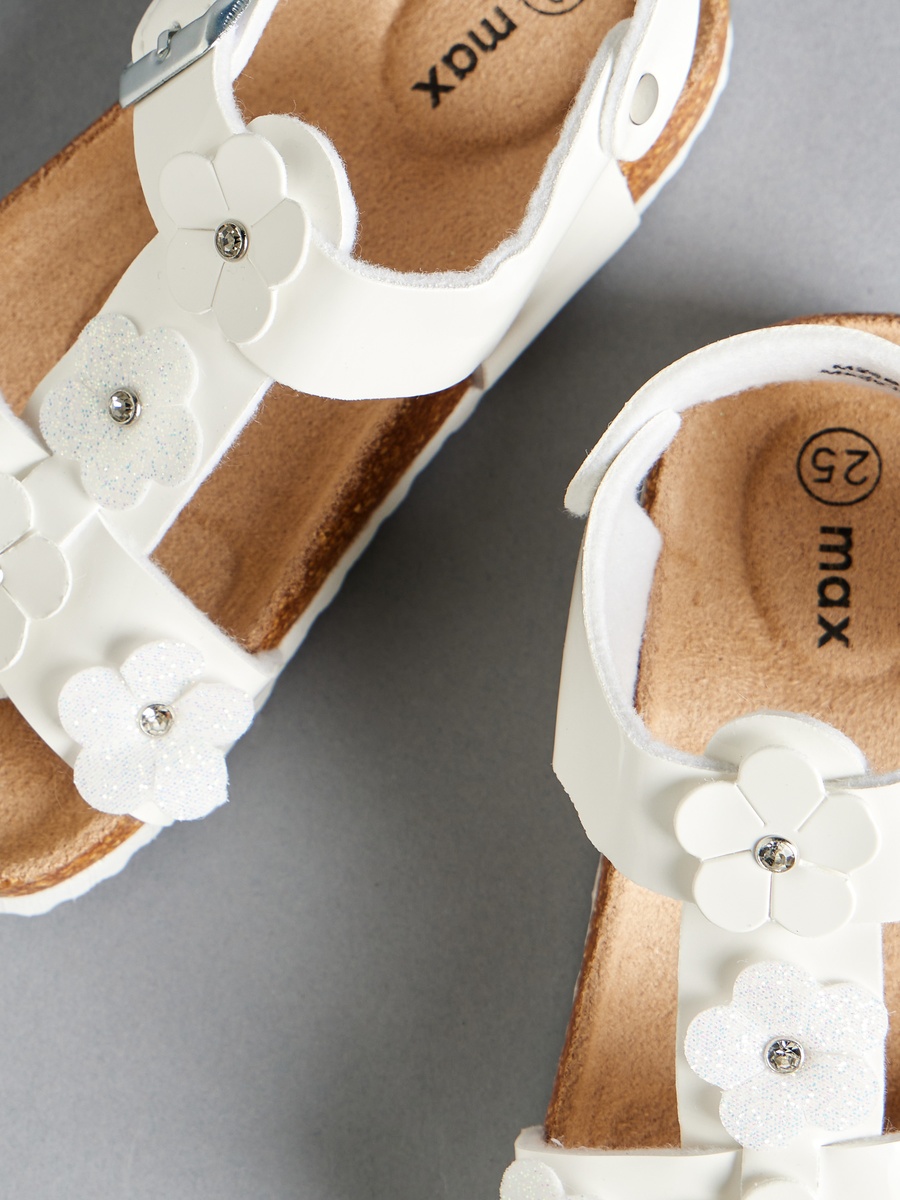 Floral Accent Sandals with Hook and Loop Closure