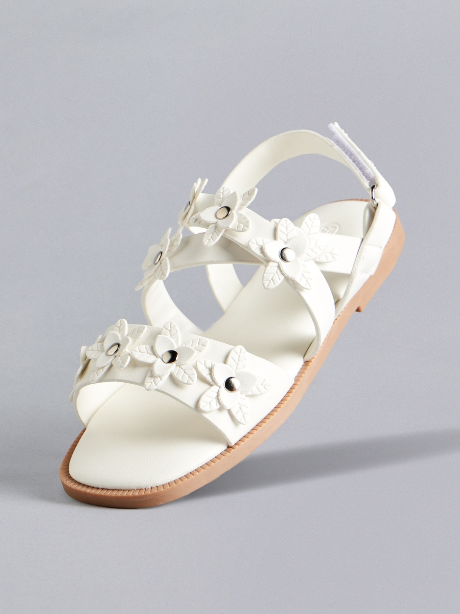 Floral Accent Sandals with Hook and Loop Closure