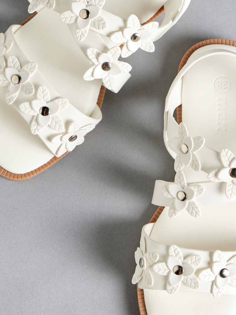 Floral Accent Sandals with Hook and Loop Closure