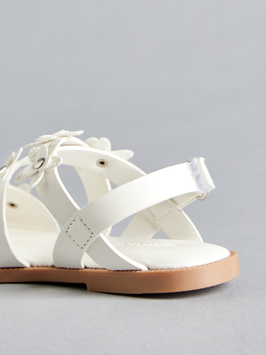 Floral Accent Sandals with Hook and Loop Closure