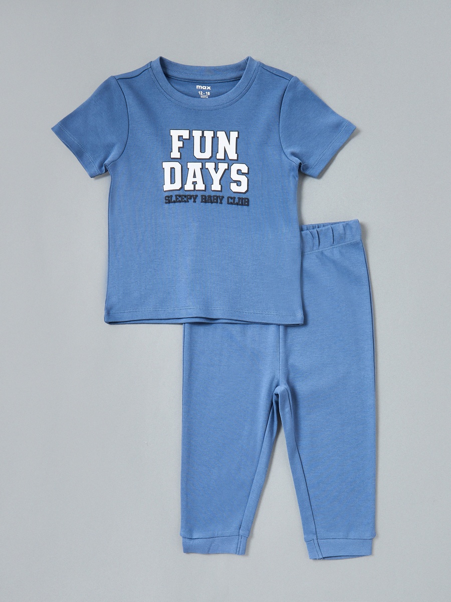Pack of 2 - Printed Cotton Pyjama Set
