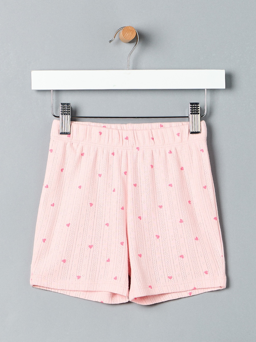 Heart Print Cotton Shorts Set