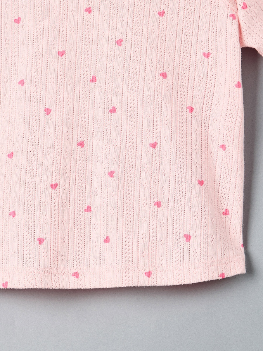 Heart Print Cotton Shorts Set
