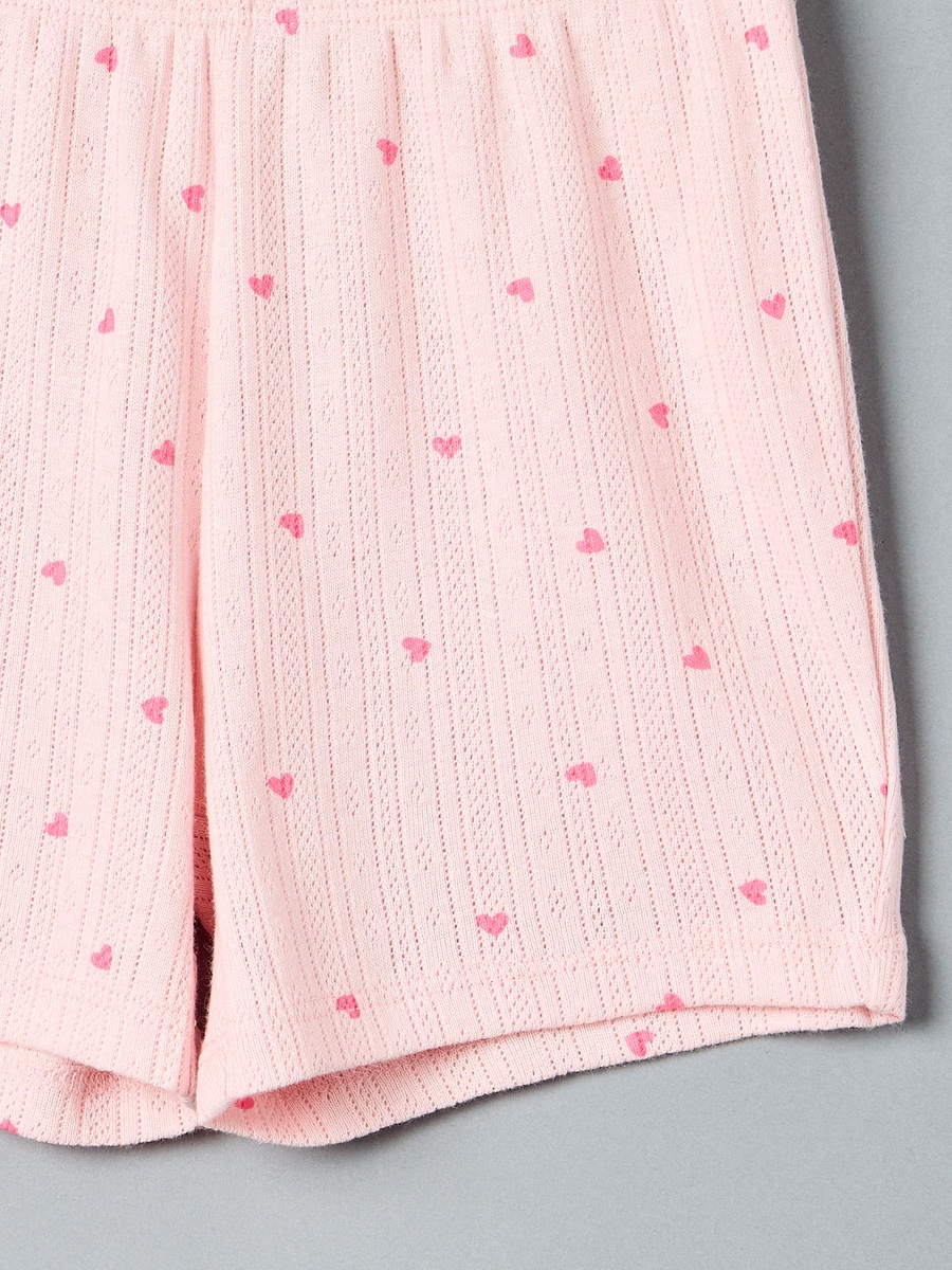 Heart Print Cotton Shorts Set