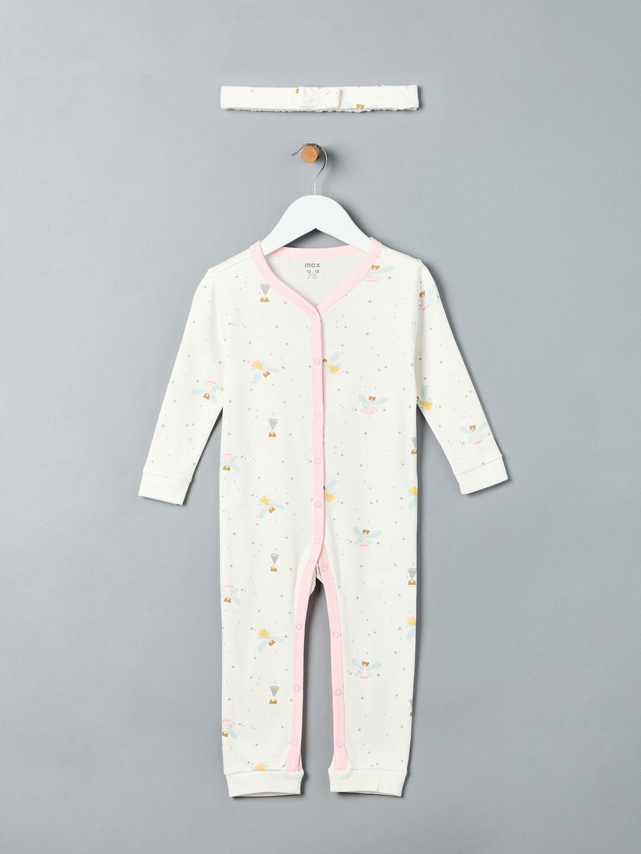 All-Over Fairy Print Sleepsuit with Headband