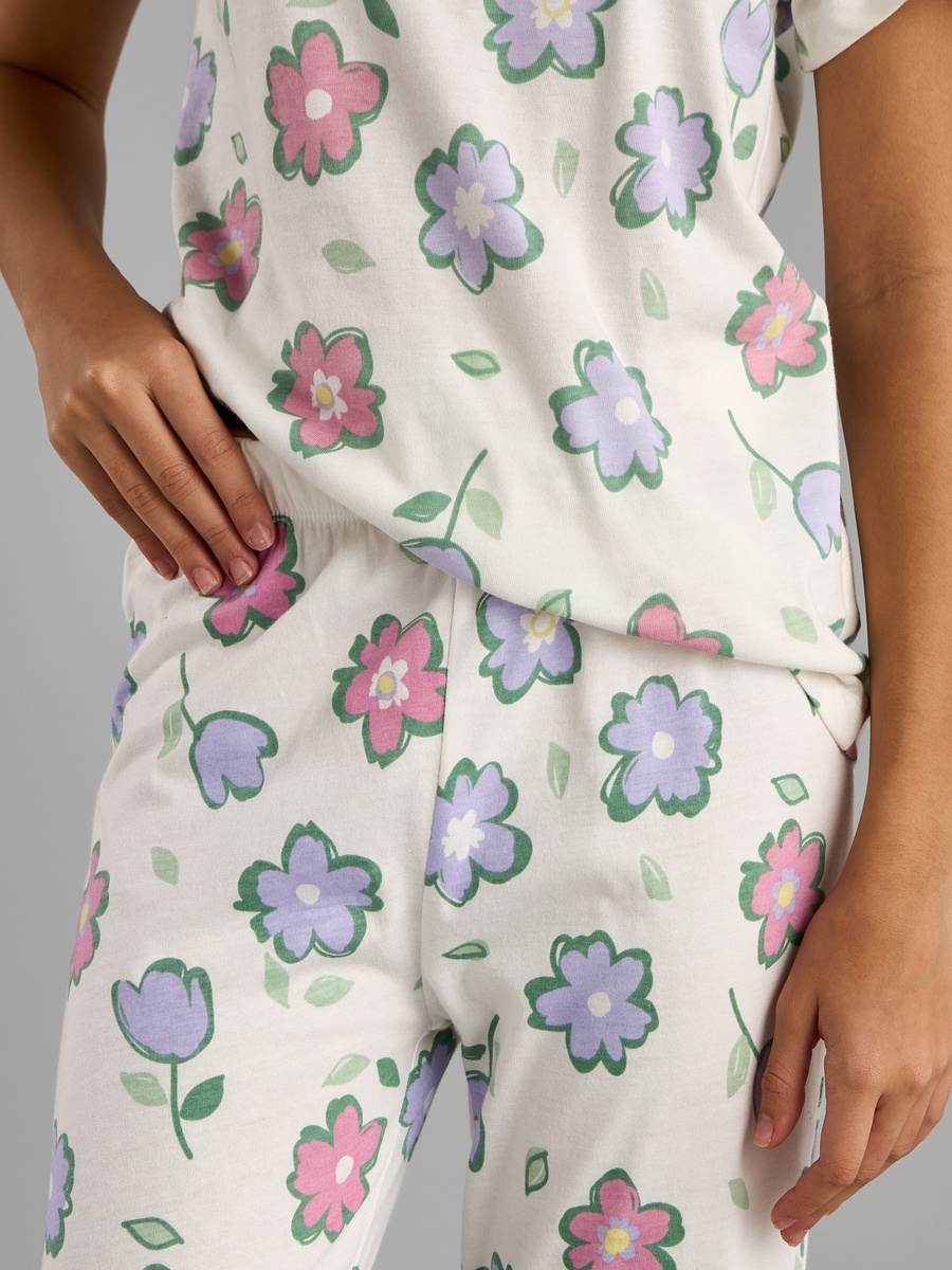All-Over Floral Print Cotton Pyjama Set