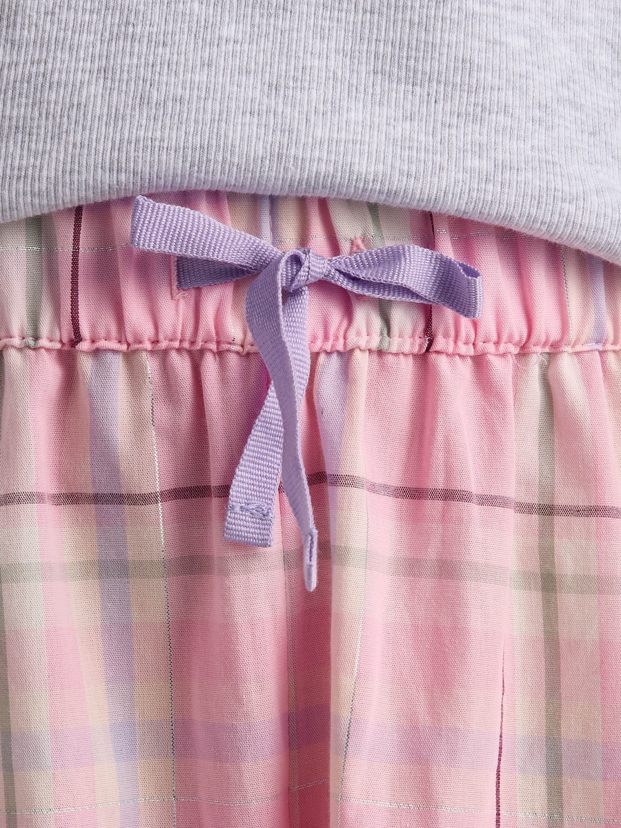Embroidered T-Shirt and Checked Pyjama Set