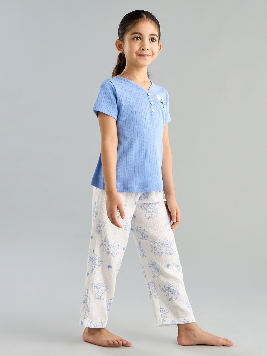 Stitch Print Pointelle T-Shirt and Pyjama Set
