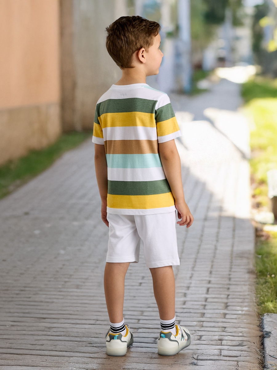 Striped Cotton T-Shirt and Shorts Set