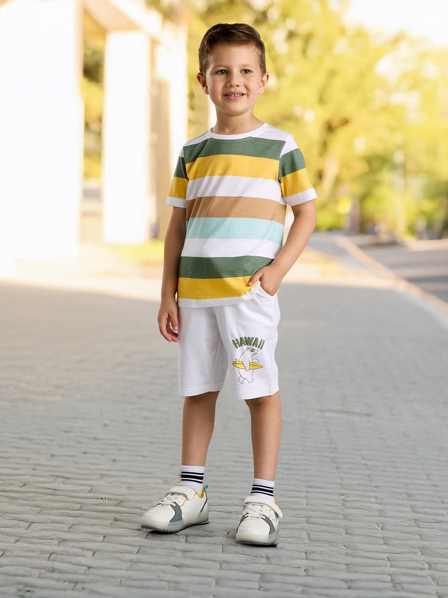Striped Cotton T-Shirt and Shorts Set