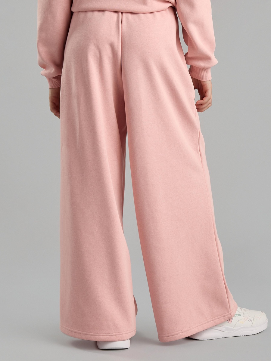 Plain Wide Leg Pants with Drawstring Closure